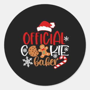 Official cookie baker snowflakes santa christmas p classic round sticker