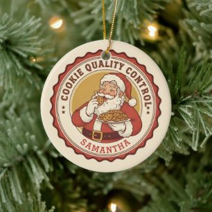 Official Cookie Quality Control Funny Christmas Ceramic Tree Decoration