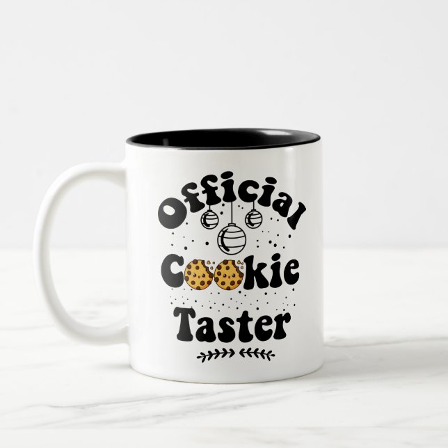 Official Cookie Taster Cookie Lovers Christmas Two-Tone Coffee Mug (Left)
