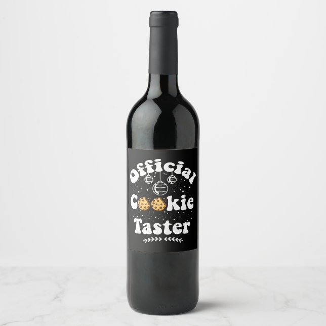 Official Cookie Taster Cookie Lovers Christmas Wine Label (Front)
