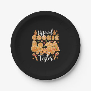 Official Cookie Tester Gingerbread Christmas Baker Paper Plate