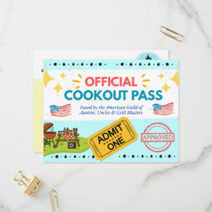 Official Cookout Pass – Gag Gift Postcard