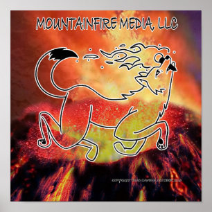Official Coyote Leaping Over Volcano Design Poster