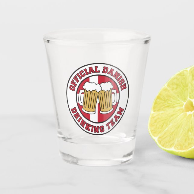 Official Danish Drinking Team Shot Glass (Front)