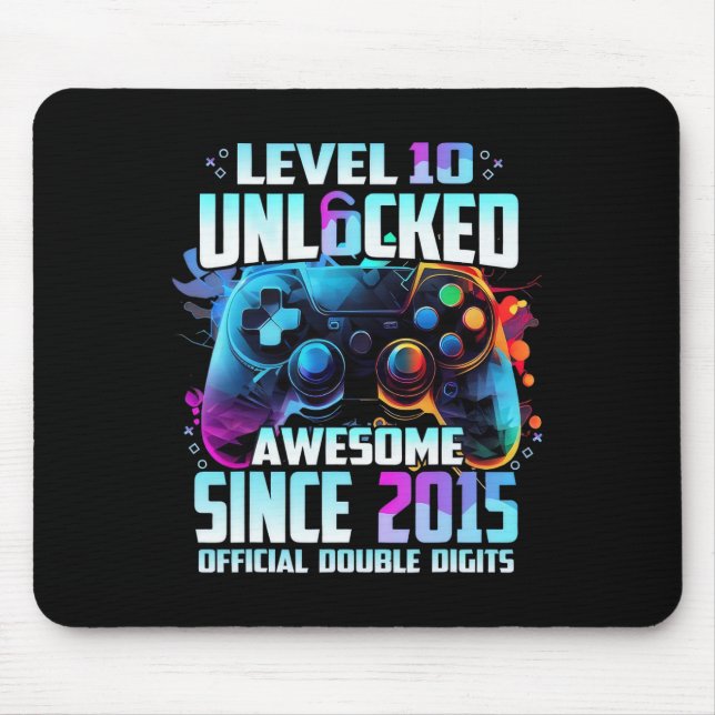 Official Double Digits Level 10 Unlocked 10th Birt Mouse Mat (Front)