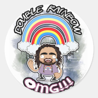 OFFICIAL Double Rainbow Stickers! Classic Round Sticker