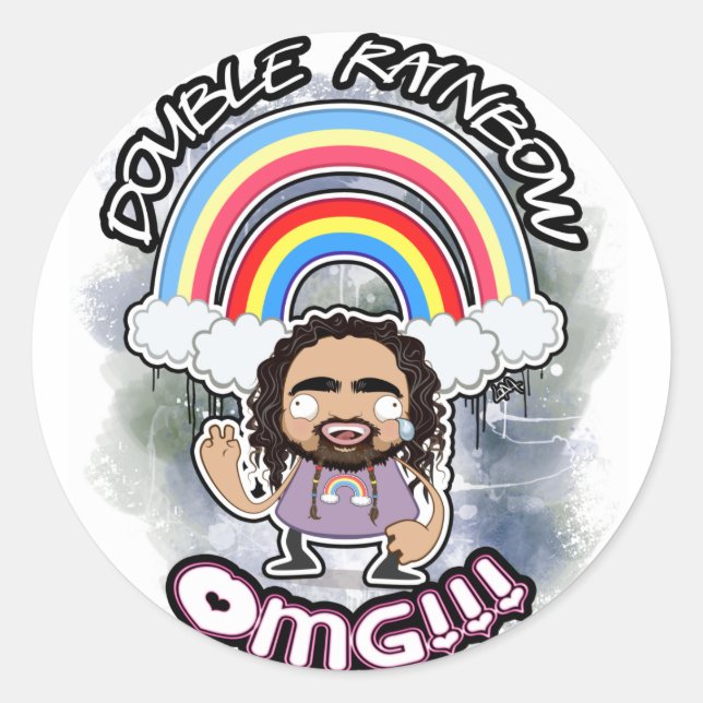 OFFICIAL Double Rainbow Stickers! Classic Round Sticker (Front)