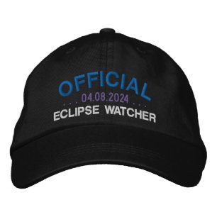 Official Eclipse Watcher Fun Saying Black Embroidered Hat