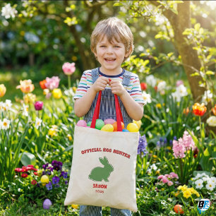 Official Egg Hunter Personalized Green Bunny Easte Tote Bag