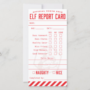 Official Elf Report Card
