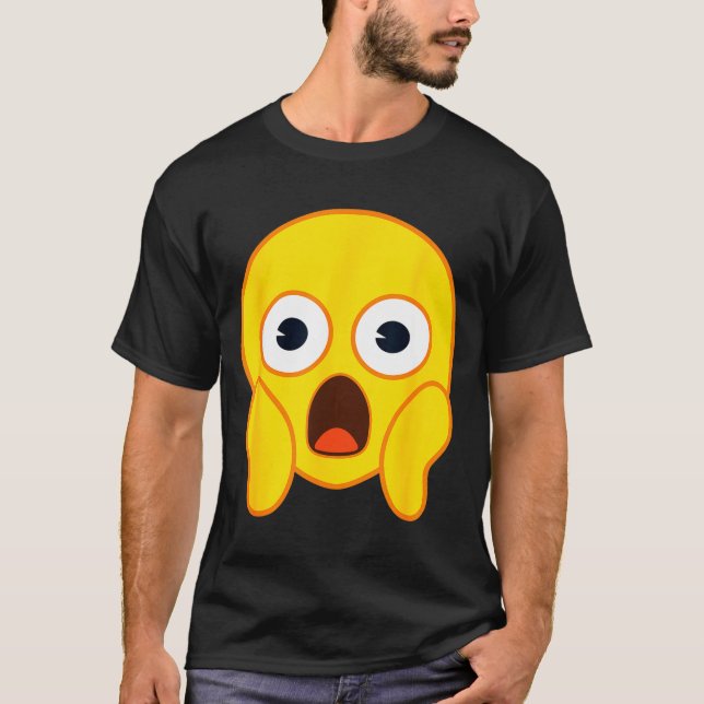 Official Emoji Fear Scream Yellow Smile Face Hallo T-Shirt (Front)