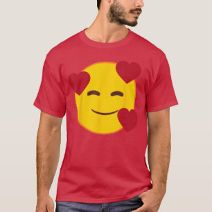 Official Emoji Floating Hearts Yellow Smile Face T-Shirt