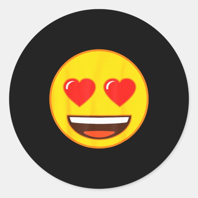 Official Emoji Heart Eyes Yellow Smile Face  Classic Round Sticker (Front)