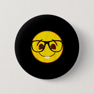 Official Emoji Nerd Gles Yellow Smile Face 6 Cm Round Badge