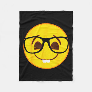 Official Emoji Nerd Gles Yellow Smile Face Fleece Blanket