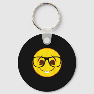 Official Emoji Nerd Gles Yellow Smile Face Key Ring