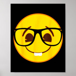 Official Emoji Nerd Gles Yellow Smile Face  Poster
