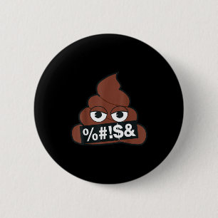 Official Emoji Poop Censored Yellow Smile Face  6 Cm Round Badge