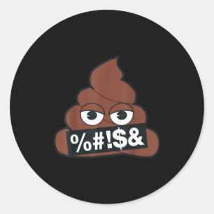 Official Emoji Poop Censored Yellow Smile Face  Classic Round Sticker