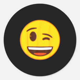 Official Emoji Wink Winking Yellow Smile Face  Classic Round Sticker