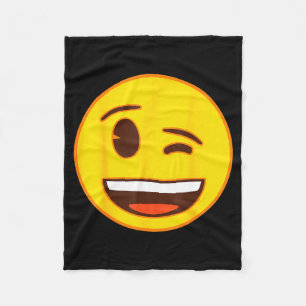 Official Emoji Wink Winking Yellow Smile Face Fleece Blanket