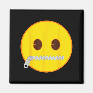 Official Emoji Zip Zipper Mouth Yellow Smile Face Magnet