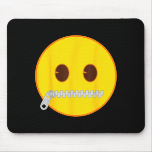 Official Emoji Zip Zipper Mouth Yellow Smile Face Mouse Mat