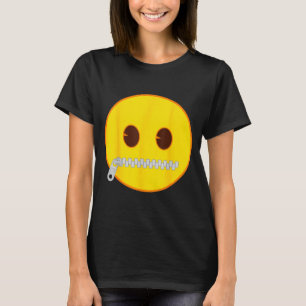Official Emoji Zip Zipper Mouth Yellow Smile Face T-Shirt