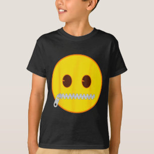 Official Emoji Zip Zipper Mouth Yellow Smile Face  T-Shirt