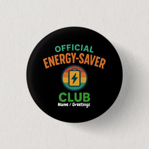 Official Energy-Saver Club Retro Battery Icon Fun 3 Cm Round Badge