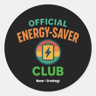 Official Energy-Saver Club Retro Battery Icon Fun Classic Round Sticker