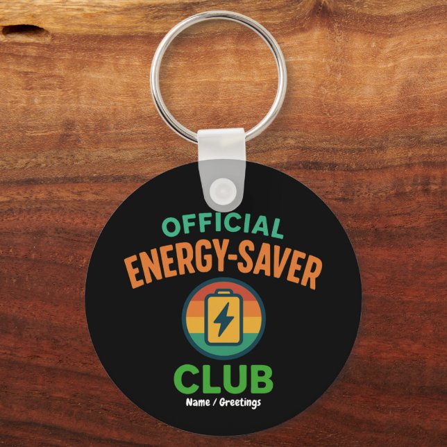 Official Energy-Saver Club Retro Battery Icon Fun Key Ring (Front)