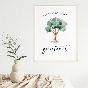 Official Family Genealogist with Tree   Stylish Poster