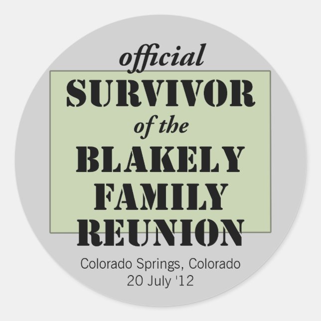 Official Family Reunion Survivor - Colorado Classic Round Sticker (Front)