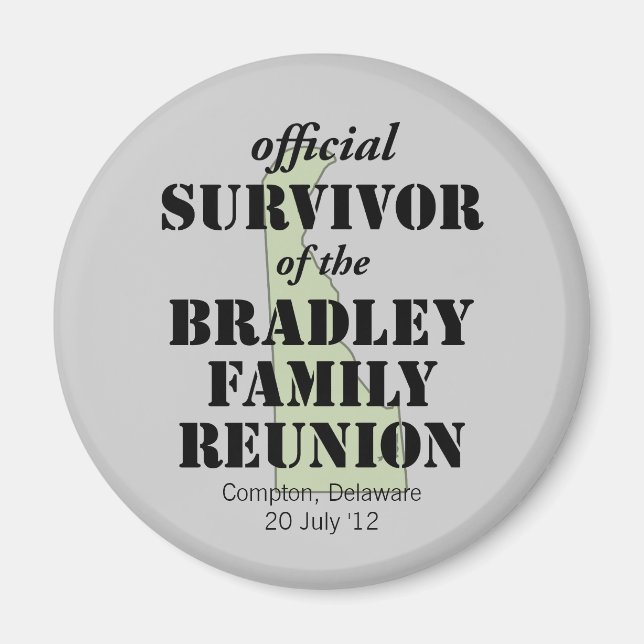 Official Family Reunion Survivor - Delaware Green Magnet (Front)