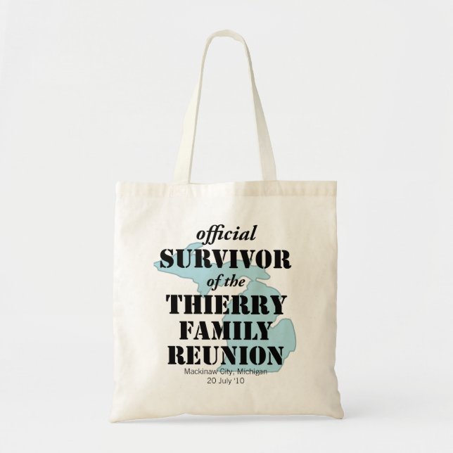 Official Family Reunion Survivor - Michigan Blue Tote Bag (Front)