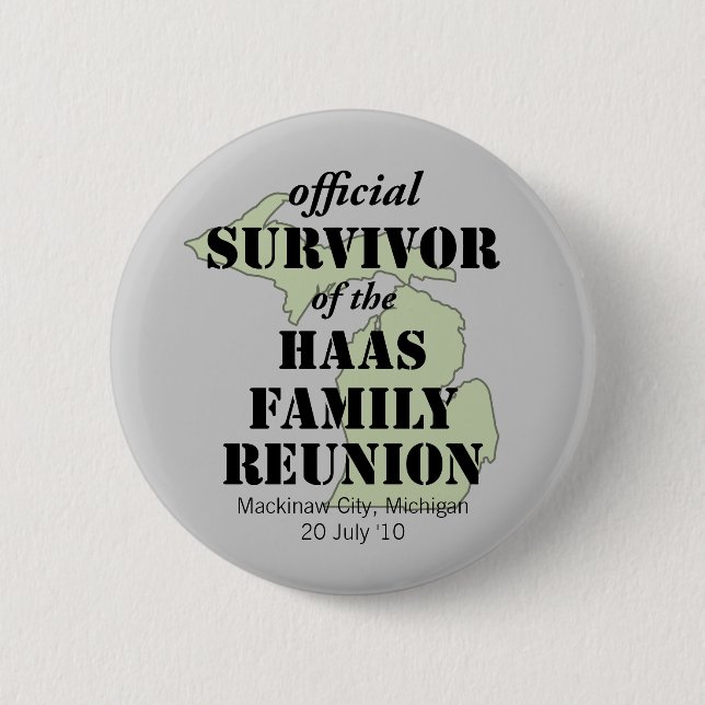 Official Family Reunion Survivor - Michigan Green 6 Cm Round Badge (Front)