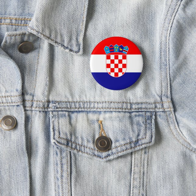 Official Flag of Croatia | National Emblem Button (In Situ)