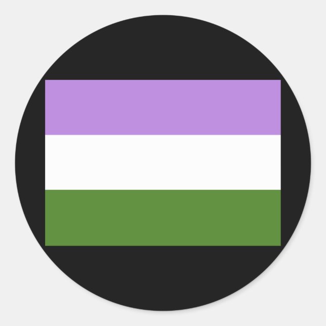 OFFICIAL GENDERQUEER PRIDE FLAG CLASSIC ROUND STICKER (Front)
