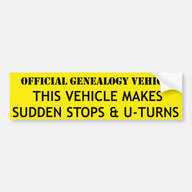 Official Genealogy Vehicle Bumper Sticker (Front)
