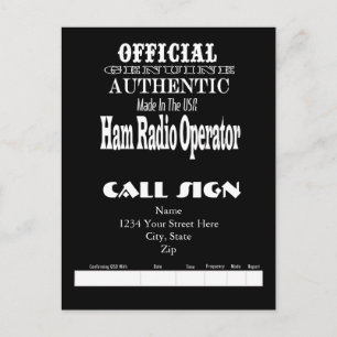Official Genuine Made USA Ham Radio QSL Card