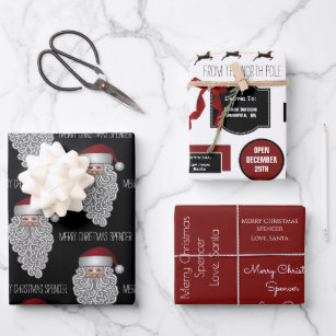 from santa, with love red wrapping paper | Zazzle