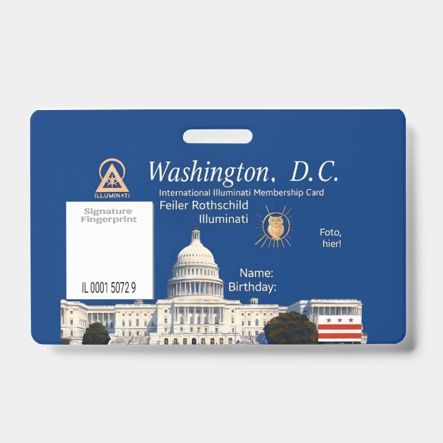 Official Illuminati Membership Card ID Badge (Front)