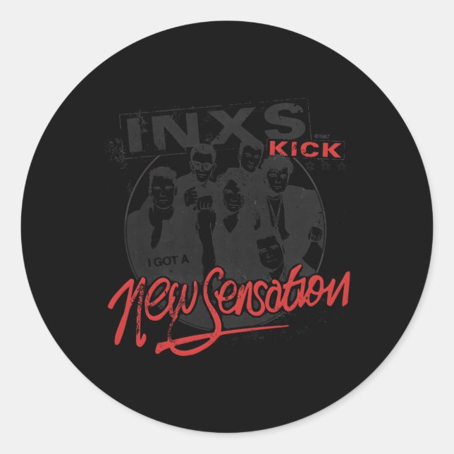 Official Inxs New Sensation Band Photo Classic Round Sticker (Front)