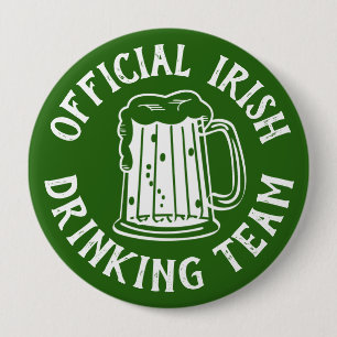 Official Irish Drinking Team   Comical Green Beer 10 Cm Round Badge