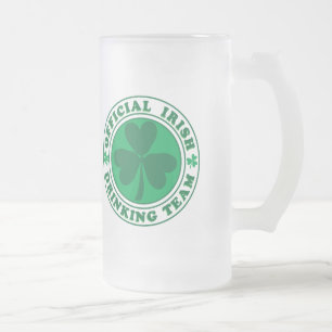 Official Irish Drinking Team Frosted Glass Beer Mug