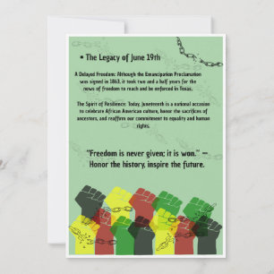 Official Juneteenth Freedom Day Definition Poster Thank You Card