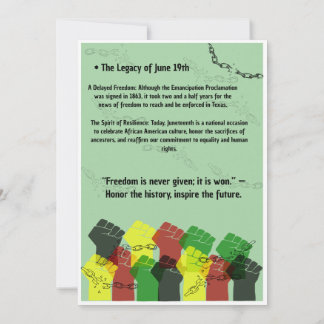 Official Juneteenth Freedom Day Definition Poster Thank You Card