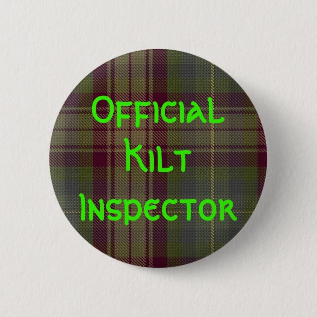 "Official Kilt Inspector" 6 Cm Round Badge (Front)