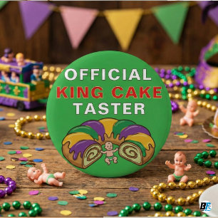 Official King Cake Taster Funny Mardi Gras 6 Cm Round Badge